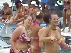 Naughty sluts go crazy in nasty outdoor bikini beach party