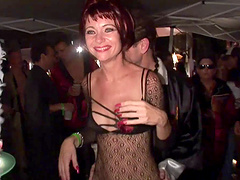 Craving sluts in thongs shows their nice asses at club party