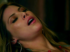 Cowgirls with big tits fingered and gets rough fucking in FFM threesome