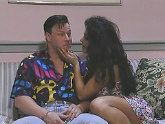 Long-haired brunette Alicia Rio blows and gets her bumholes banged