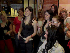 Lovely porn sweetheart gets banged with a hot cumshot in club orgy