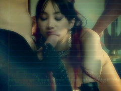 Attractive Asian dame in high heels getting her anal screwed missionary on bed