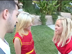 Active blonde cheerleader licking massive balls before riding big cock hardcore