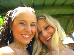 Desirous cowgirls getting fucked doggy style in a steamy groupsex shoot