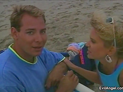 Blonde on the beach loves to take cock in this interracial sex scene