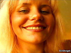 Gorgeous blonde with a hot body enjoying a hardcore anal fuck