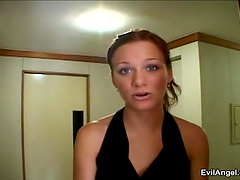 Solo porn sluttie likes to suck and fuck a huge dildo