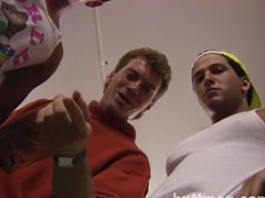 Sexy brunette with a great body enjoying a hardcore threesome