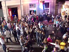 Salacious amateur dames getting wild in a party held outdoor at public street