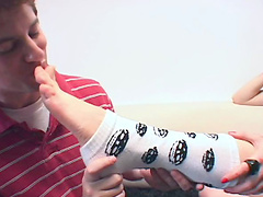 Naughty Rosy experiences a hot foot fetish and her toes licked in a femdom action