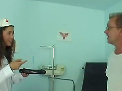 Dainty redhead with natural tits swallows cum after getting drilled hardcore in a hot ffm threesome