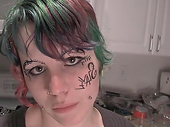 Dainty lesbian pornstar with domination fetish drinking piss after getting spanked hardcore