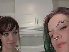 Gorgeous lesbian babes with piss drinking fetish fucking close up