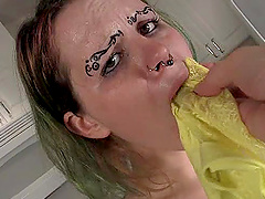 Adorable lesbians with  natural tits enjoy a hot piss drinking shoot