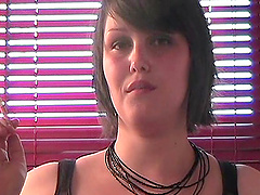 Curvy BBW smoking before unpinning her bra showcasing her big tits