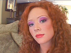 Redhead cowgirl with big tits getting nasty facial cumshot after riding big python hardcore