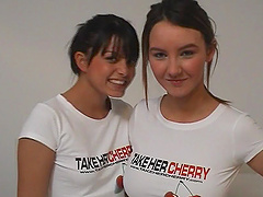 Sexy bitches licking cunt and riding strap on cock