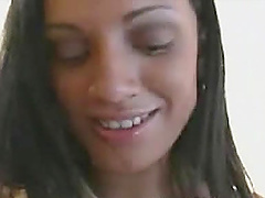 Brunette teen fingering her cunt before getting her face covered with cumshot