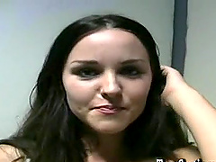 Hot brunette teen slut gives amateur blowjob in POV film