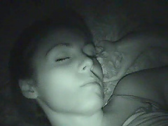 Randy bitch sucks cock in night time homemade porno