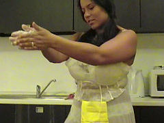 Food fetish lesbian getting messy with food in the kitchen reality shoot