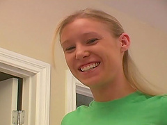 Sexy chick with nice big tits in bra while fixing her hair and makeup