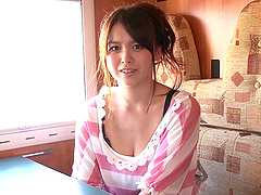 Exotic cowgirl with nice ass pose seductively before giving her guy blowjob