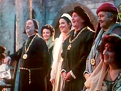 Retro video of a babe in midieval garb fucking a noble