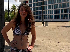 Pieced amateur delivering a stunning blowjob in the car before getting nailed doggystyle in POV