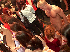 Cute babes in interracial orgy sucking cock and getting fucked