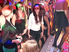 Randy cock sucking babes in the club having a party
