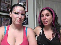 Space alien makeup looks amazing on these busty porn babes