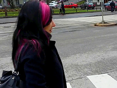 Ravishing punk cougar Joanna Angel strips on a stage