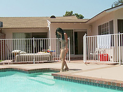 Lesbian pool time for these stunning young punk babes