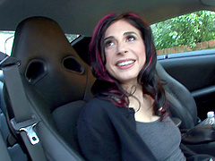 Delicious punk Joanna Angel fingering her wet pussy in a car