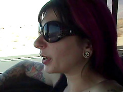 No pants in the car makes it easy for the girl to masturbate