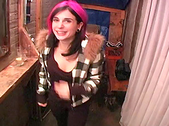 Quick orgasm with Joanna Angel before she rides her bike