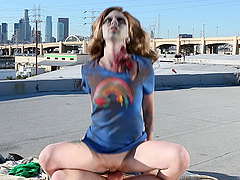 Kinky outdoor action as a guy fucks a chick dressed like a zombie
