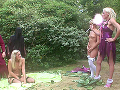 An enchanting hardcore threesome in a secret garden