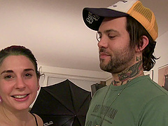 Behind the scenes look at a porn shoot with tattooed nude babes