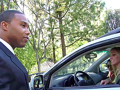 Tattooed black dude is pounding a hot brunette with big boobs