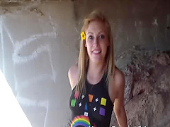 POV video of a beautiful blonde who loves to suck a dick in outdoors