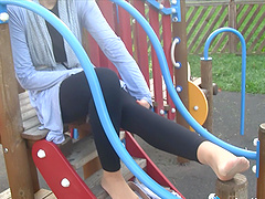 Trip to the park with a cute girl for a bit of foot fetish play