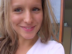 Nessy stretching her taco to show us how it screams to get penetrated