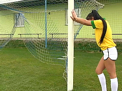 Sporty girl strips in the locker room and masturbates