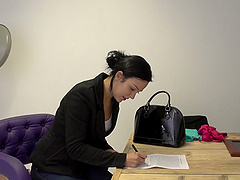 Nice small tits on a tight body girl modeling in the photo studio