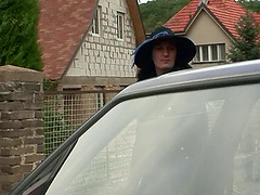 Hardcore fucking on the car with hairy pussy amateur Chloe F