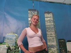 Amateur blonde Stella seduces a guy with her body and gets fucked