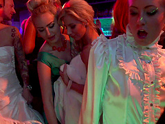 Sassy cowgirls get freaky in a hot cfnm party at the club