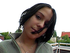 POV video of natural tits girlfriend Jacky sucking a stiff dick